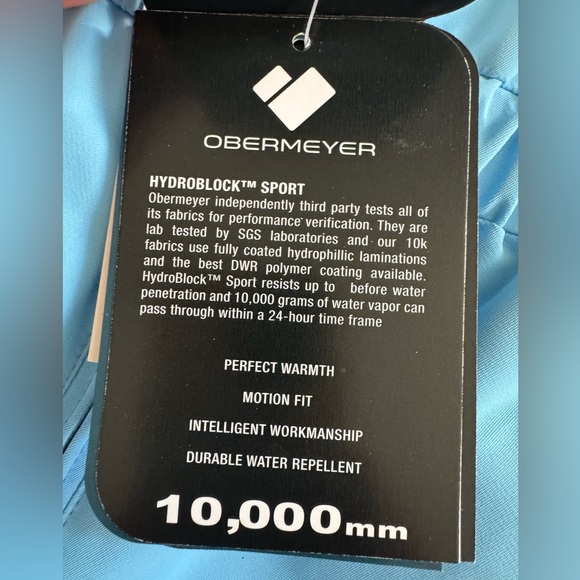 Powder blue waterproof Obermeyer toddler snow bibs • size 2T • NWT - Picture 6 of 11